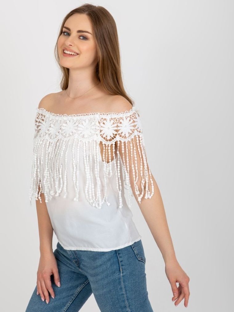 Bluzka damska bez rękawów, biała, Factory Price