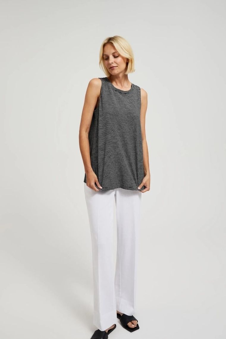 Bluzka damska bez rękawów, czarna, Moodo