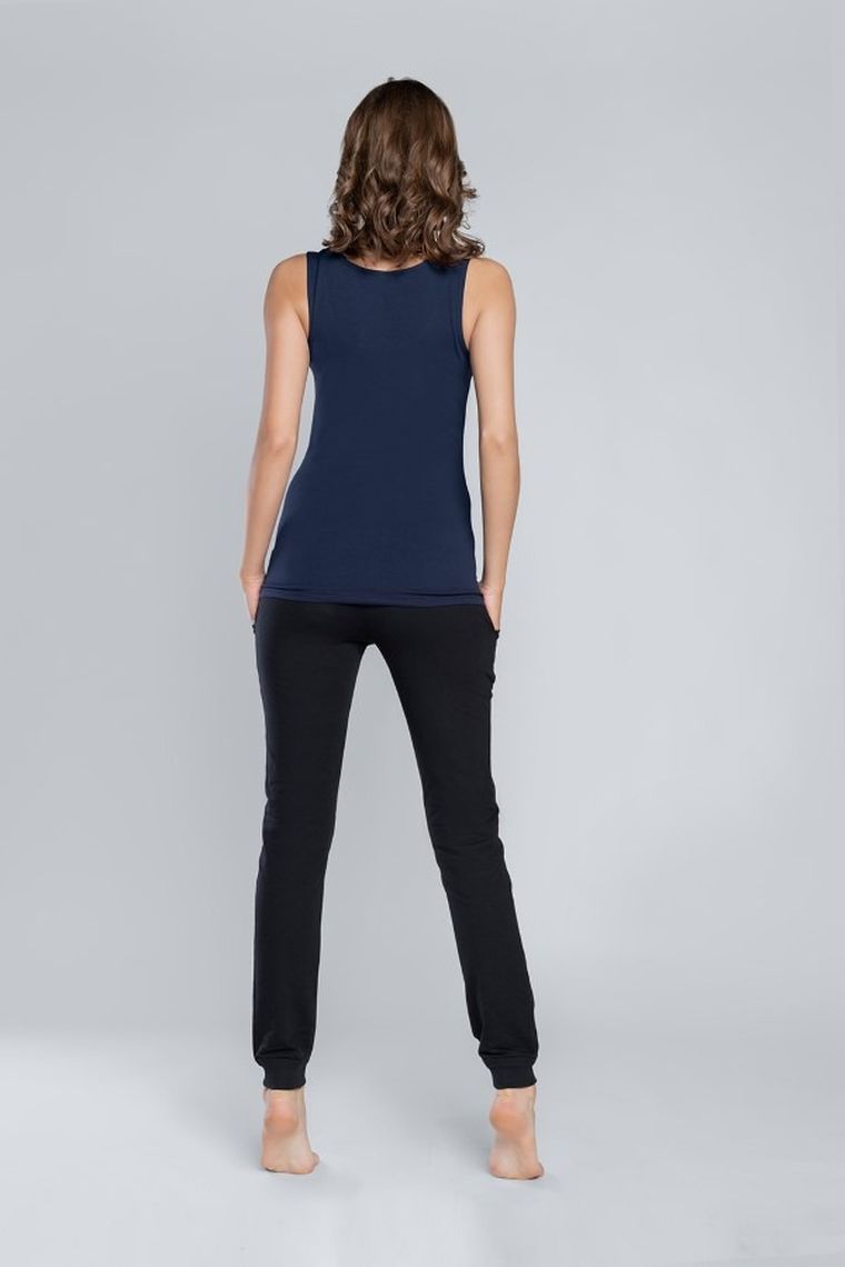 Bluzka damska bez rękawów, granatowa, Ibiza, Italian Fashion