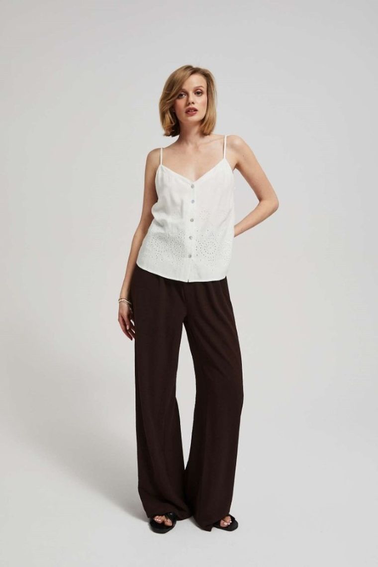 Bluzka damska na ramiączka, biała, Moodo