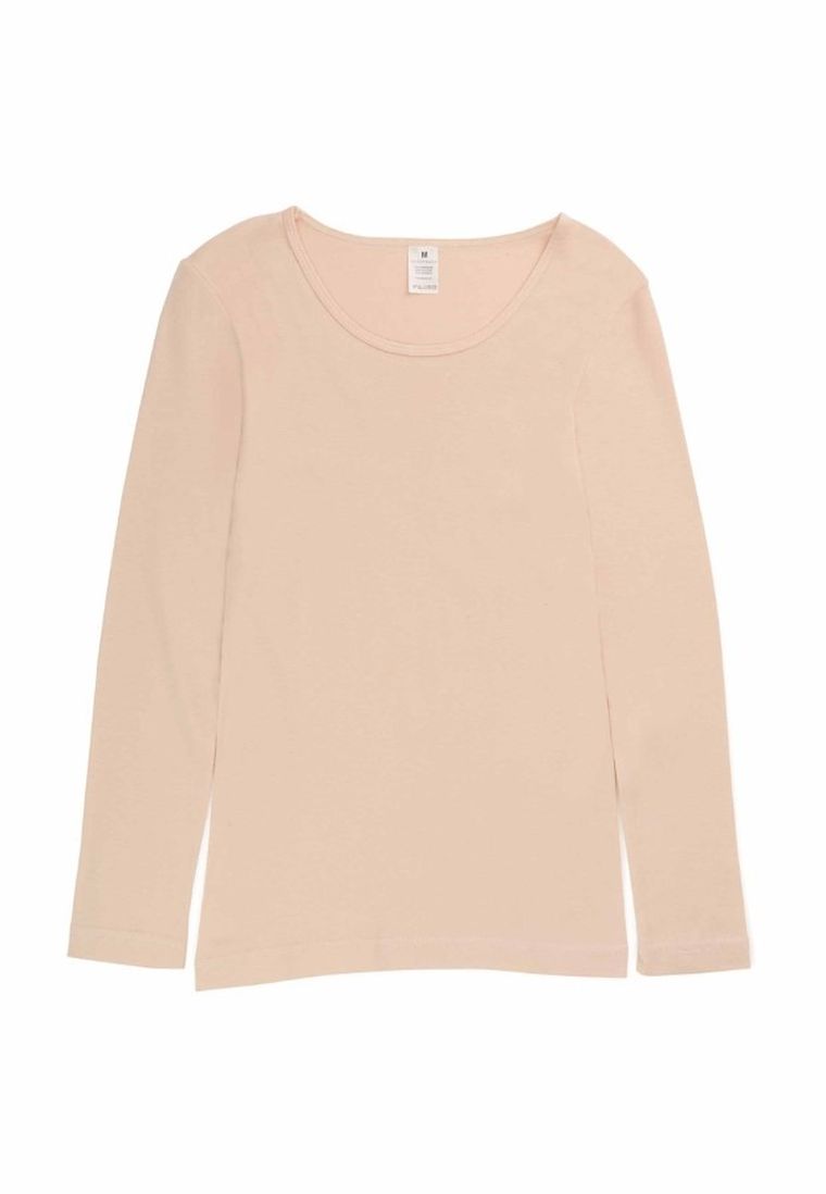 Bluzka damska z długim rękawem, beżowa, Golden Queen