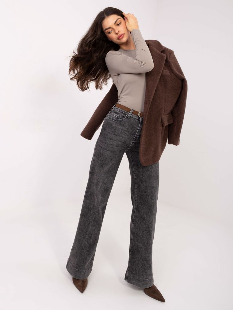 Bluzka damska z długim rękawem, beżowa, Sublevel