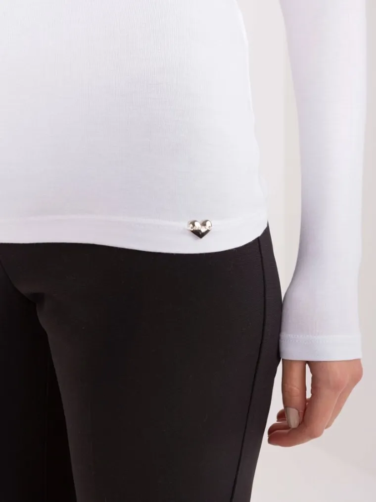 Bluzka damska z długim rękawem, biała, Basic Feel Good