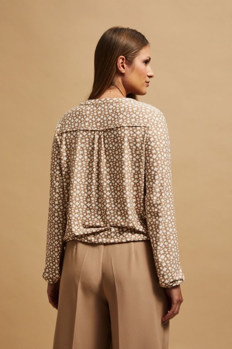 Bluzka damska z długim rękawem, biała, Moodo