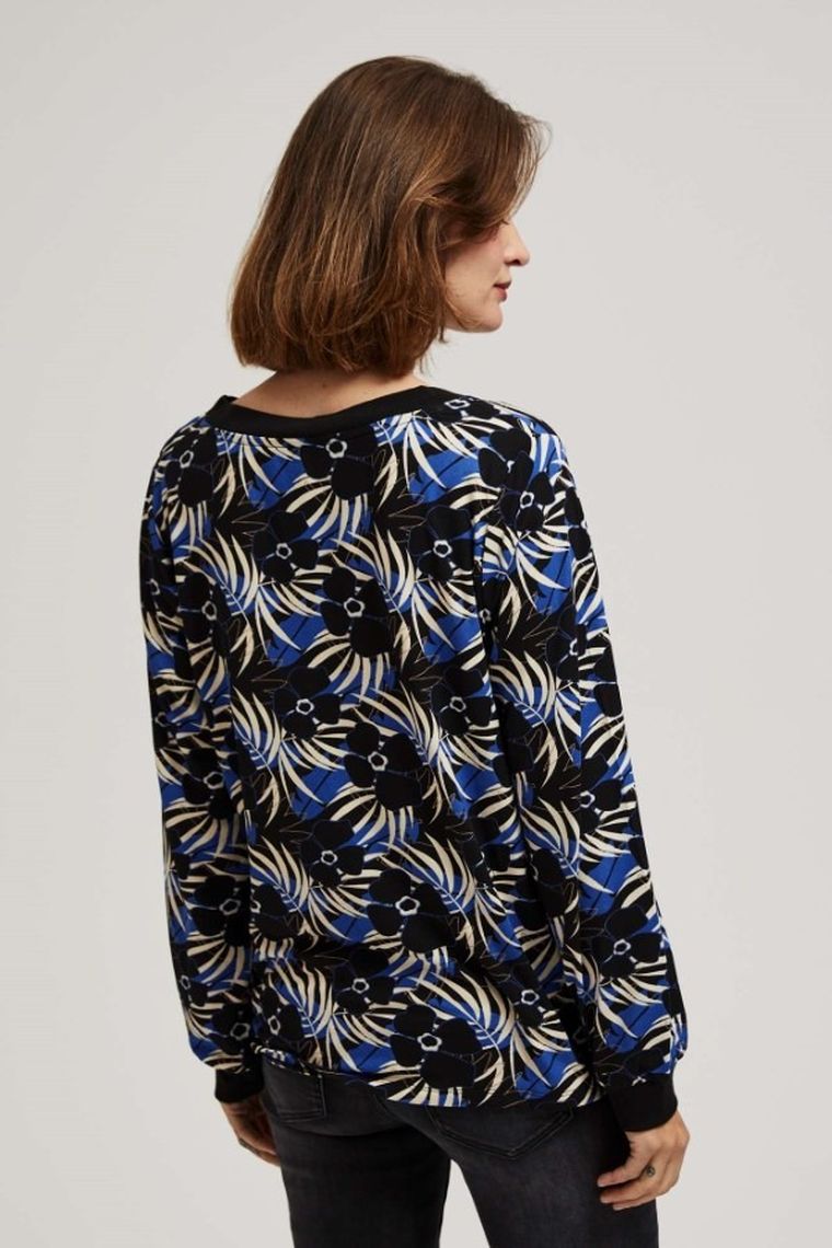 Bluzka damska z długim rękawem, czarna, Moodo