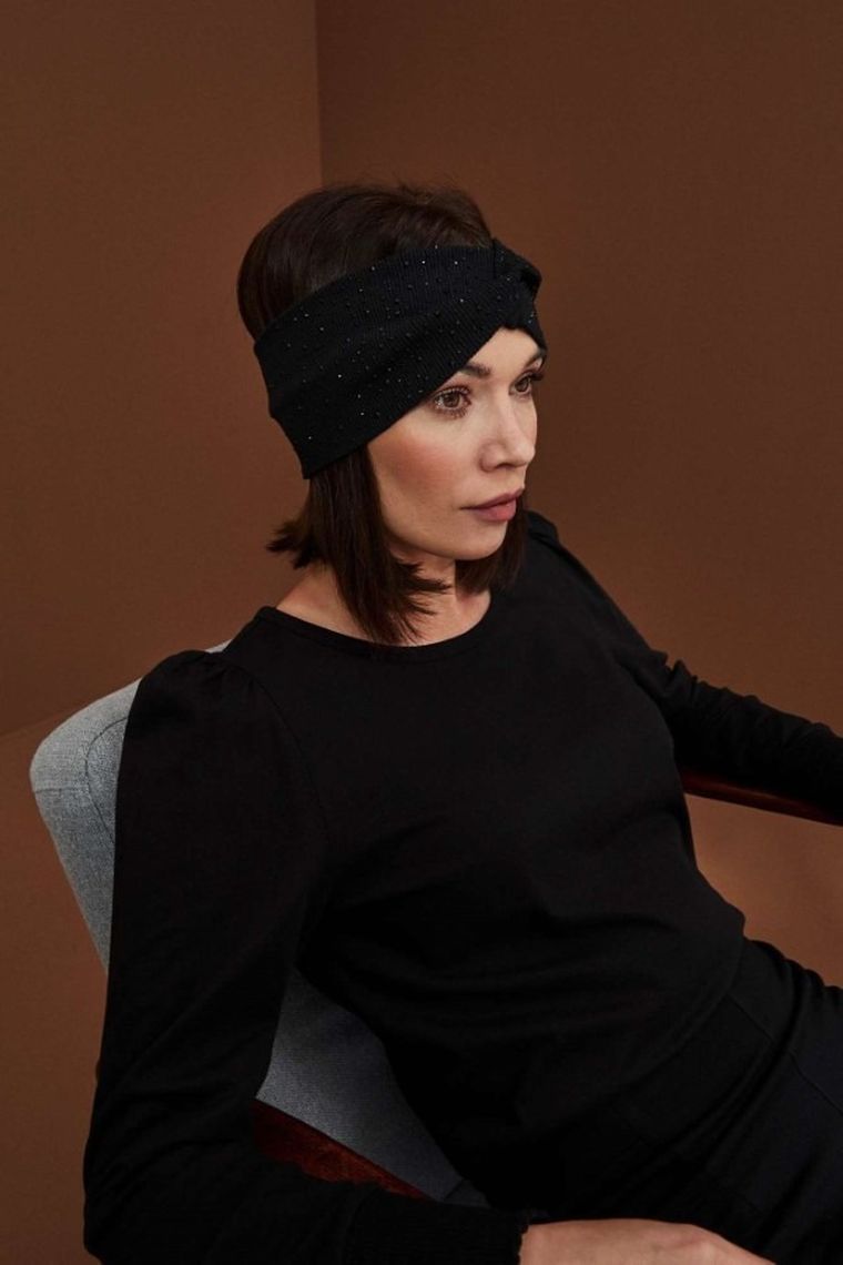 Bluzka damska z długim rękawem, czarna, Moodo