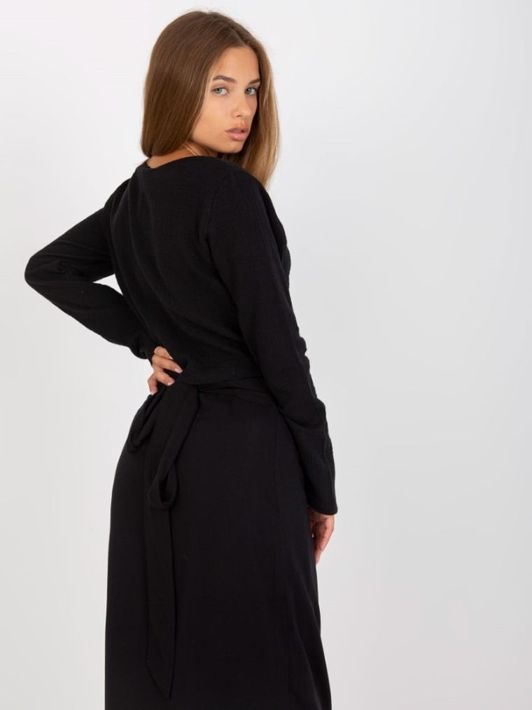 Bluzka damska z długim rękawem, czarna, Sublevel