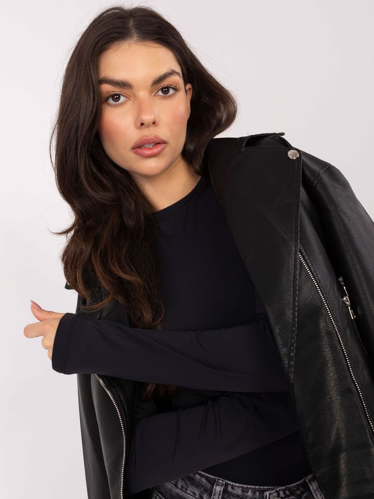 Bluzka damska z długim rękawem, czarna, Sublevel