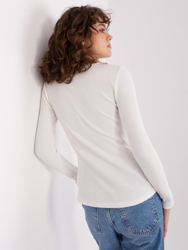 Bluzka damska z długim rękawem, ecru, Basic Feel Good