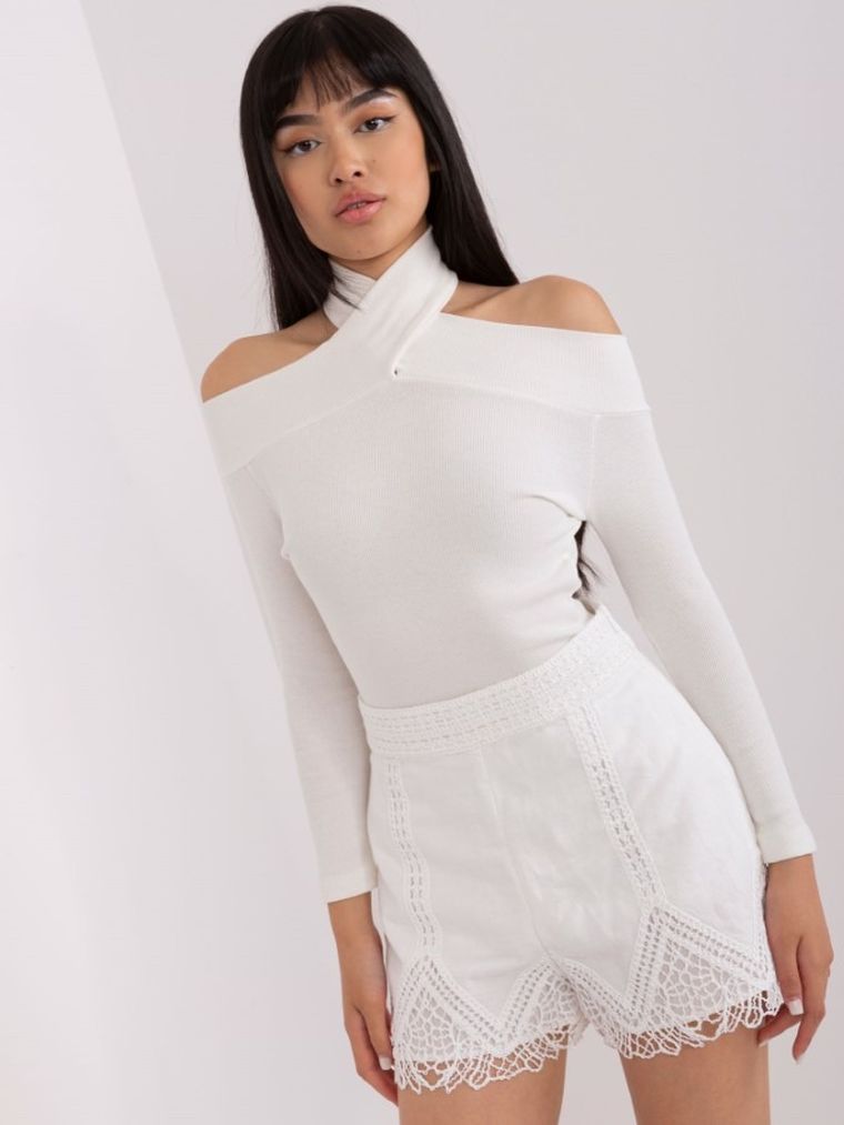 Bluzka damska z długim rękawem, ecru, Lily Rose