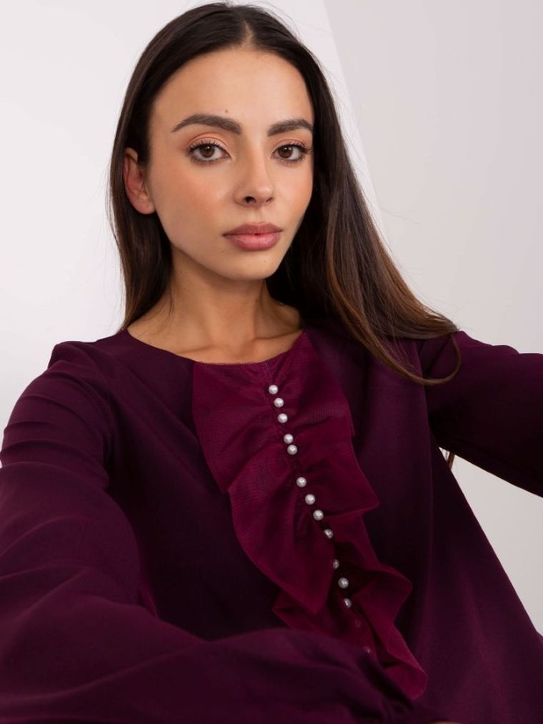 Bluzka damska z długim rękawem, fioletowa, Lakerta