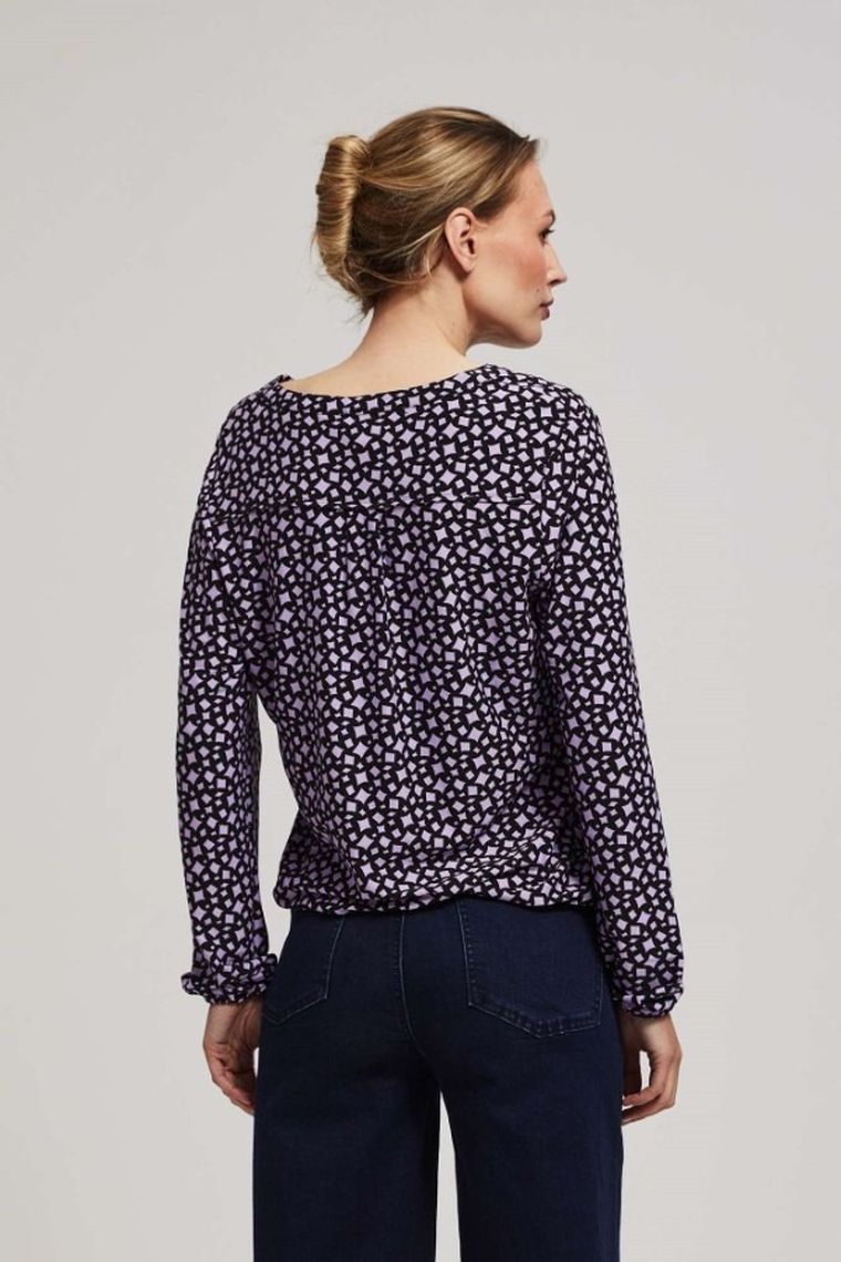 Bluzka damska z długim rękawem, fioletowa, Moodo