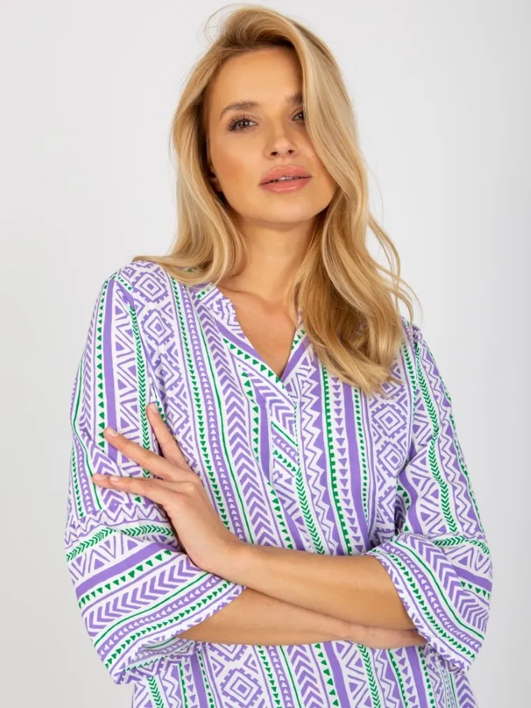 Bluzka damska z długim rękawem, fioletowa, Sublevel