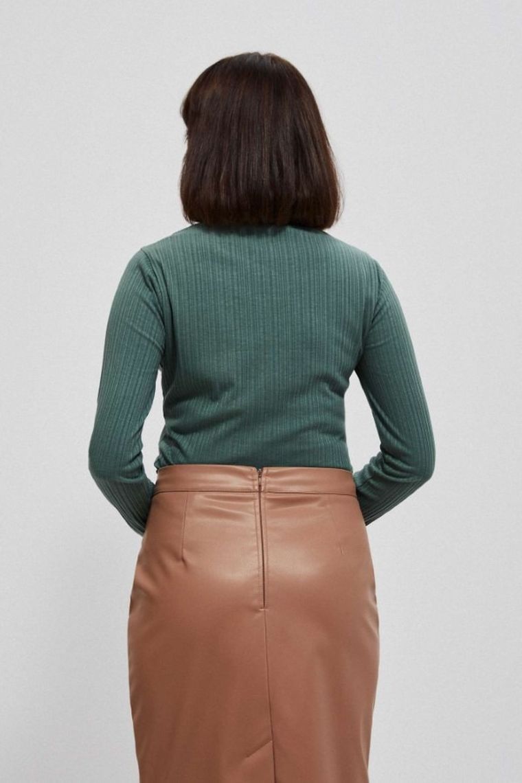 Bluzka damska z długim rękawem, khaki, Moodo