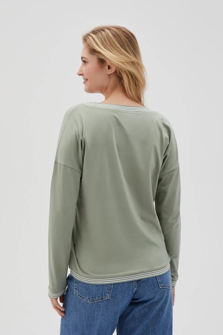 Bluzka damska z długim rękawem, khaki, Moodo