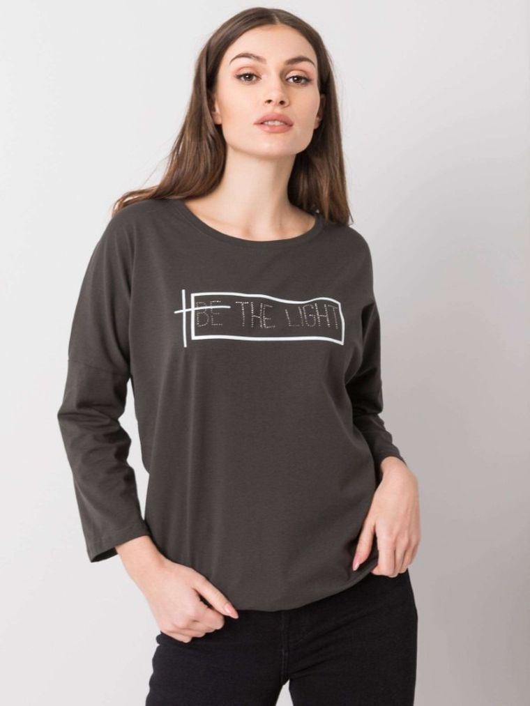 Bluzka damska z długim rękawem, khaki, Relevance