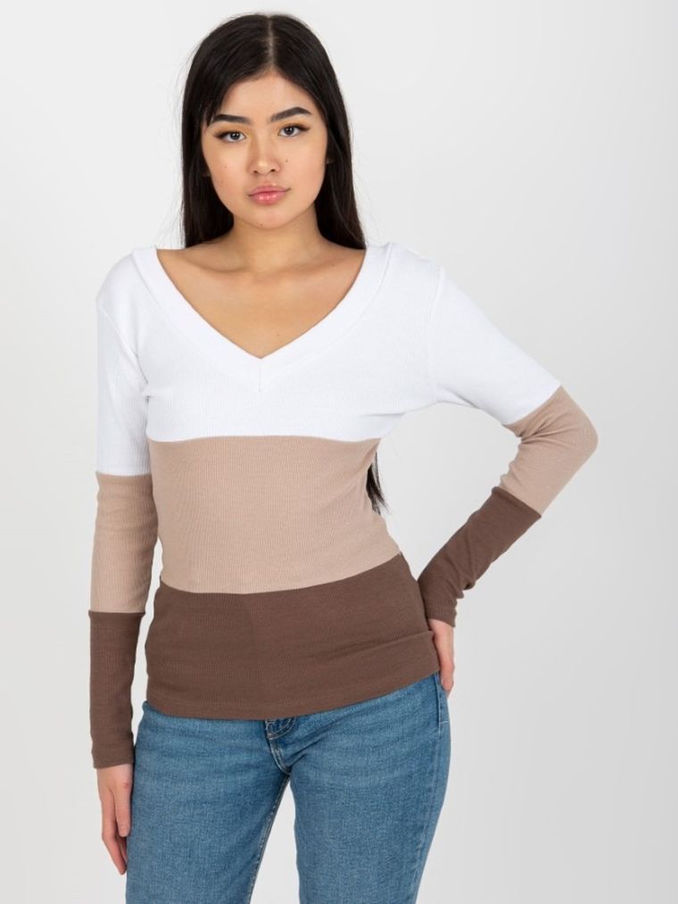 Bluzka damska z długim rękawem, mix, Rue Paris