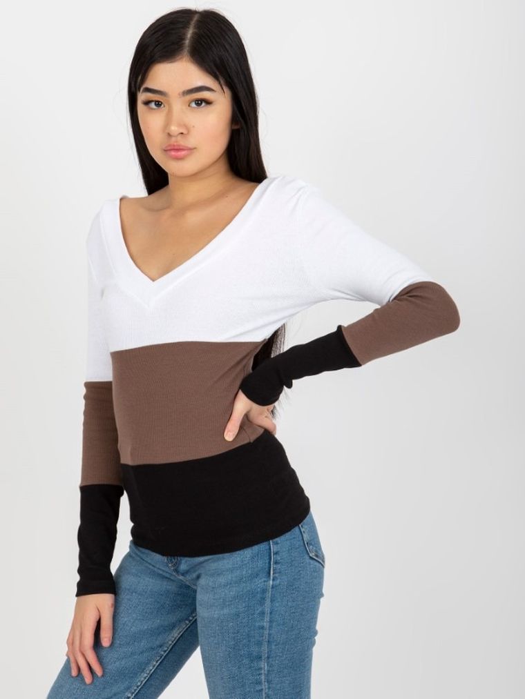 Bluzka damska z długim rękawem, mix, Rue Paris