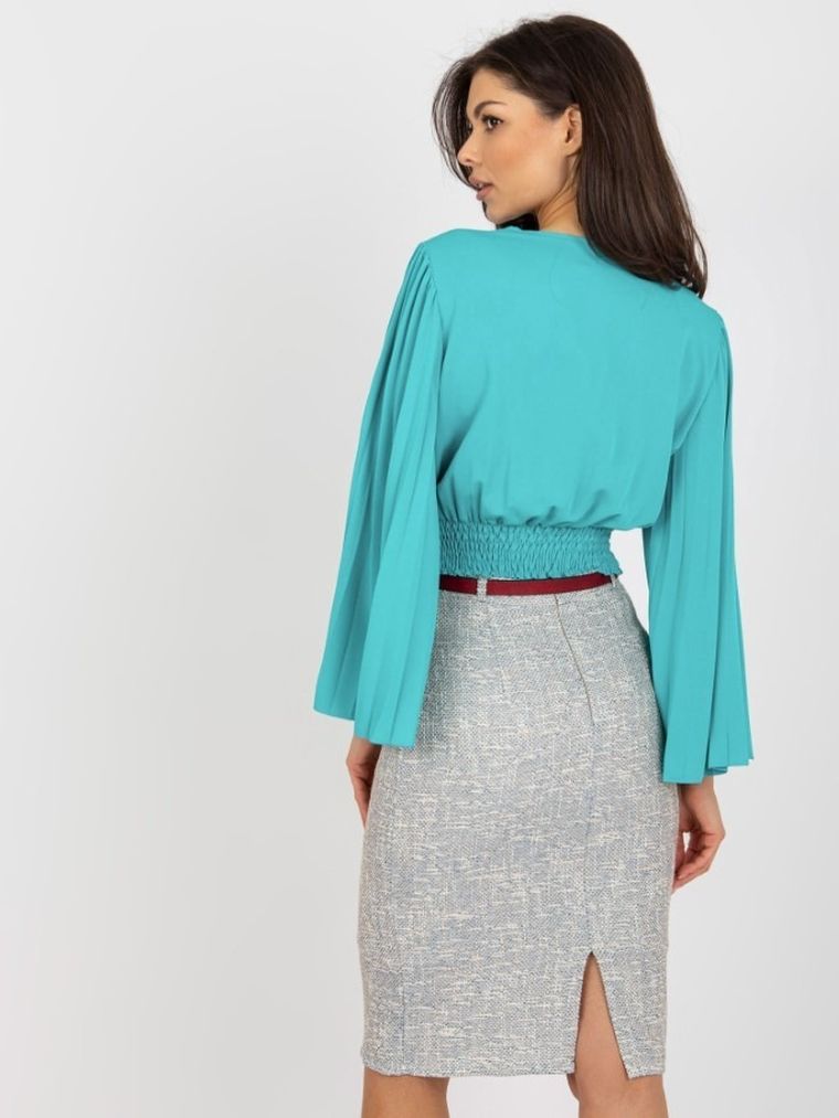 Bluzka damska z długim rękawem, niebieska, Italy Moda