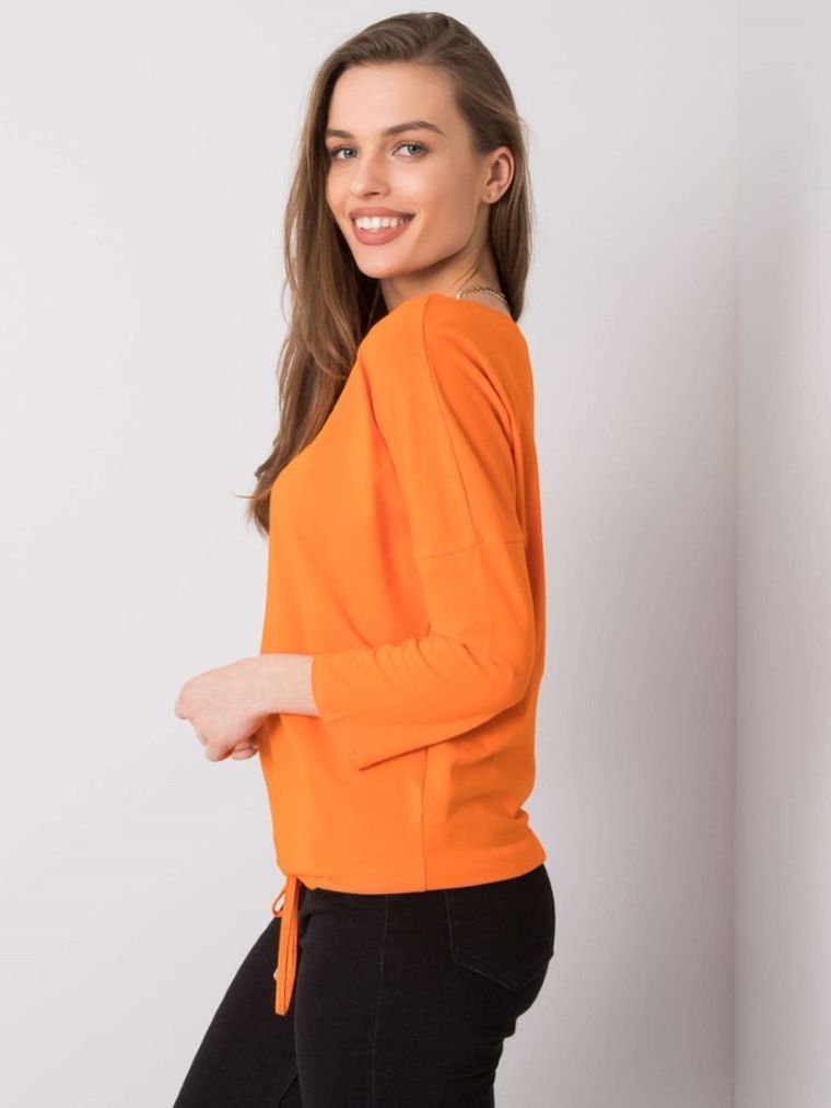 Bluzka damska z długim rękawem, pomarańczowa, Basic Feel Good