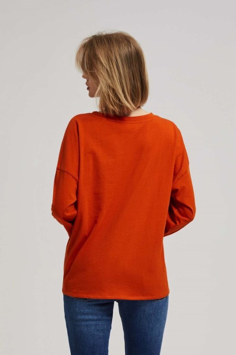 Bluzka damska z długim rękawem, pomarańczowa, Moodo
