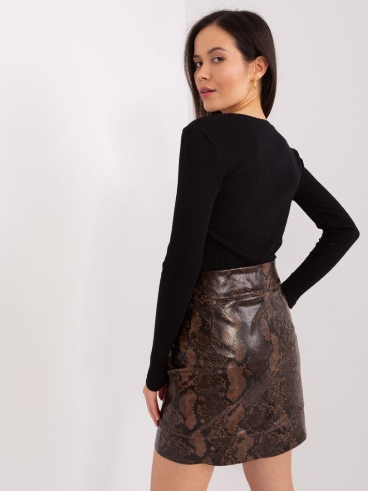 Bluzka damska z długim rękawem, prążkowana, czarna, Basic Feel Good