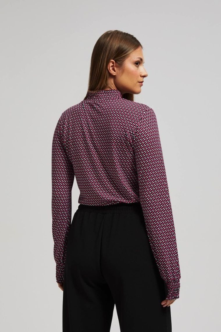 Bluzka damska z długim rękawem, różowa, Moodo