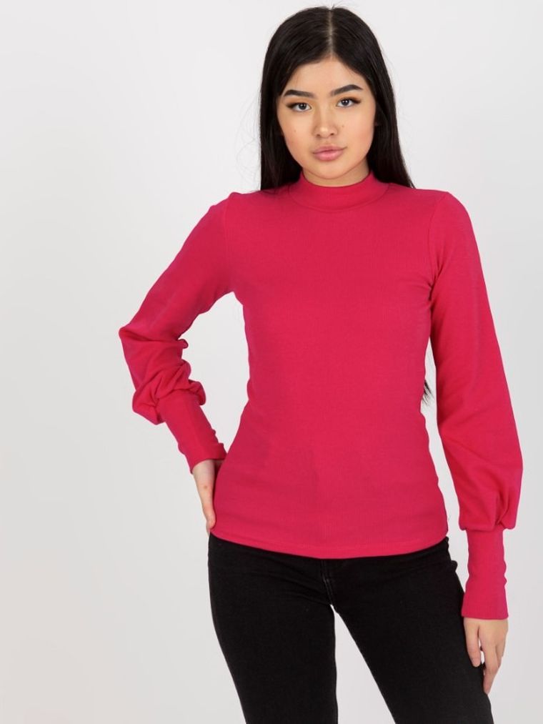Bluzka damska z długim rękawem, różowa, Rue Paris