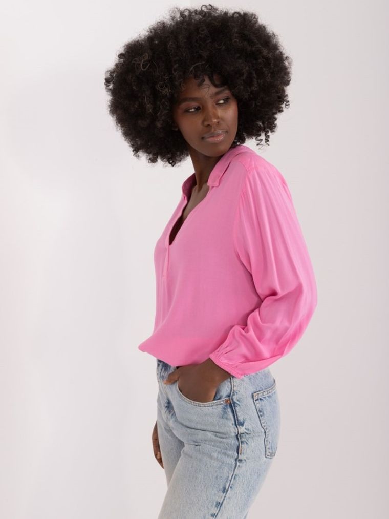 Bluzka damska z długim rękawem, różowa, Sublevel