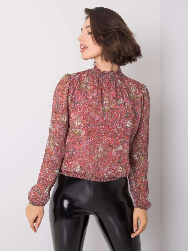 Bluzka damska z długim rękawem, różowa, Sublevel