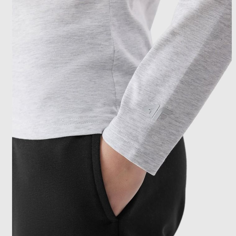 Bluzka damska z długim rękawem, szara, 4F