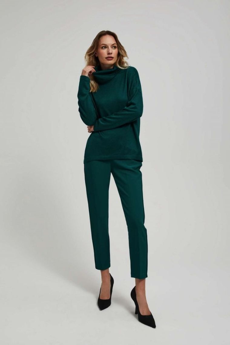 Bluzka damska z długim rękawem, zielona, Moodo