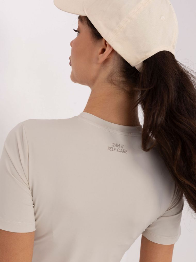 Bluzka damska z krótkim rękawem, beżowa, Sublevel