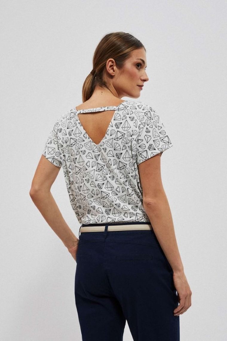 Bluzka damska z krótkim rękawem, biała, Moodo