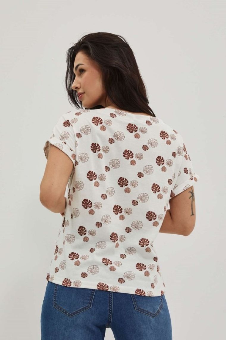 Bluzka damska z krótkim rękawem, biała, Moodo