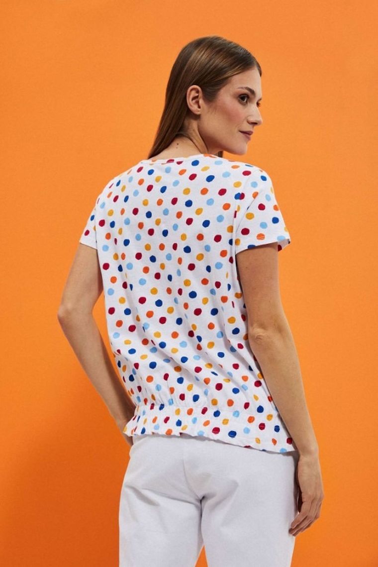 Bluzka damska z krótkim rękawem, biała, Moodo