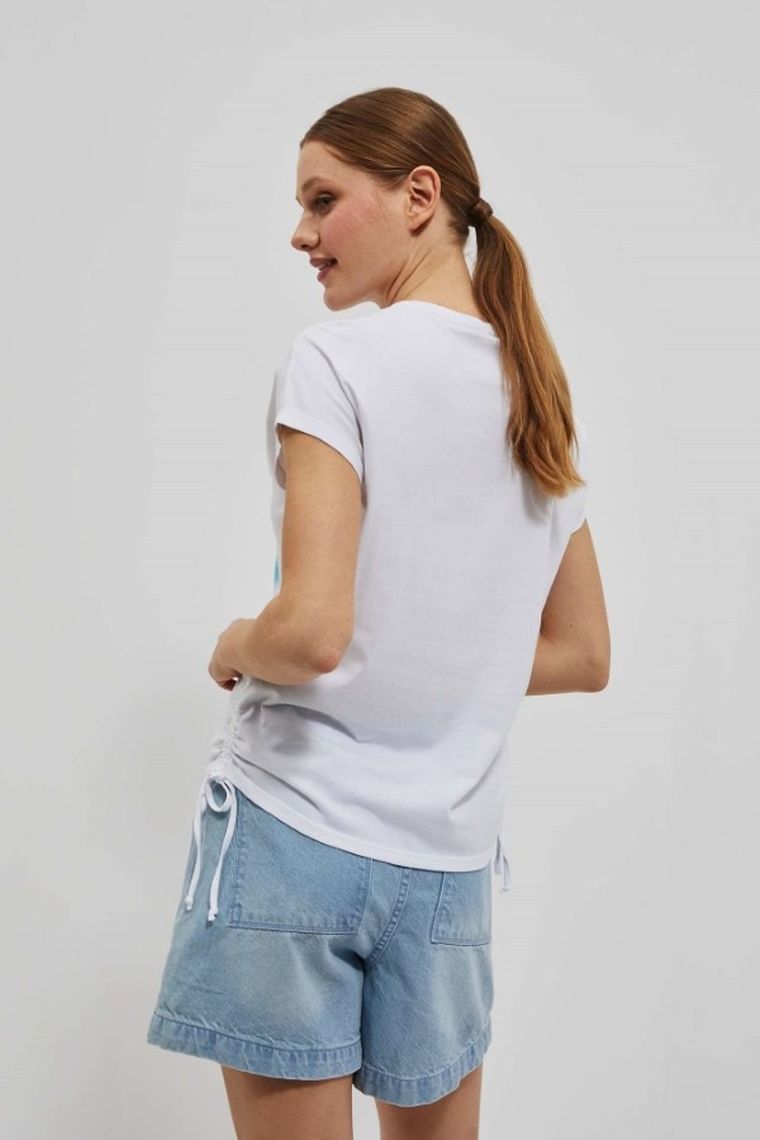 Bluzka damska z krótkim rękawem, biała, Moodo