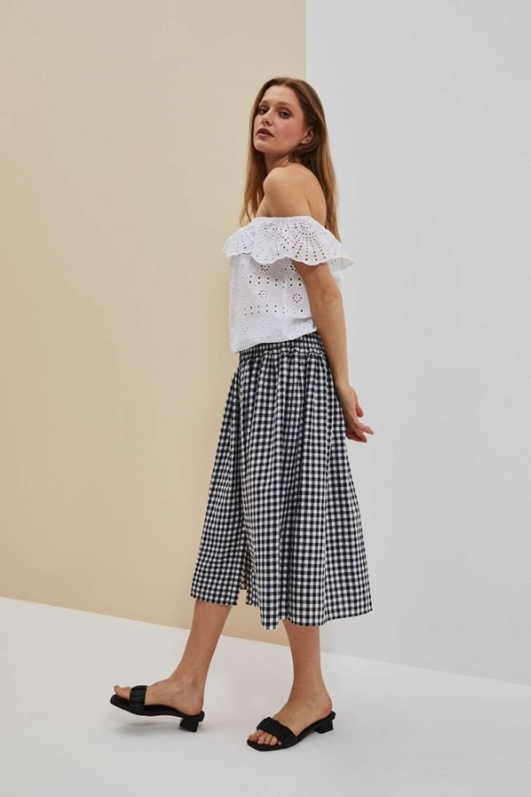 Bluzka damska z krótkim rękawem, biała, Moodo