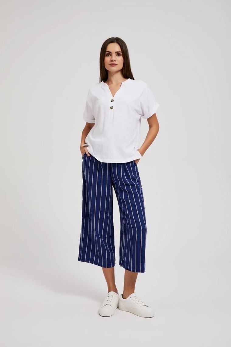 Bluzka damska z krótkim rękawem, biała, Moodo