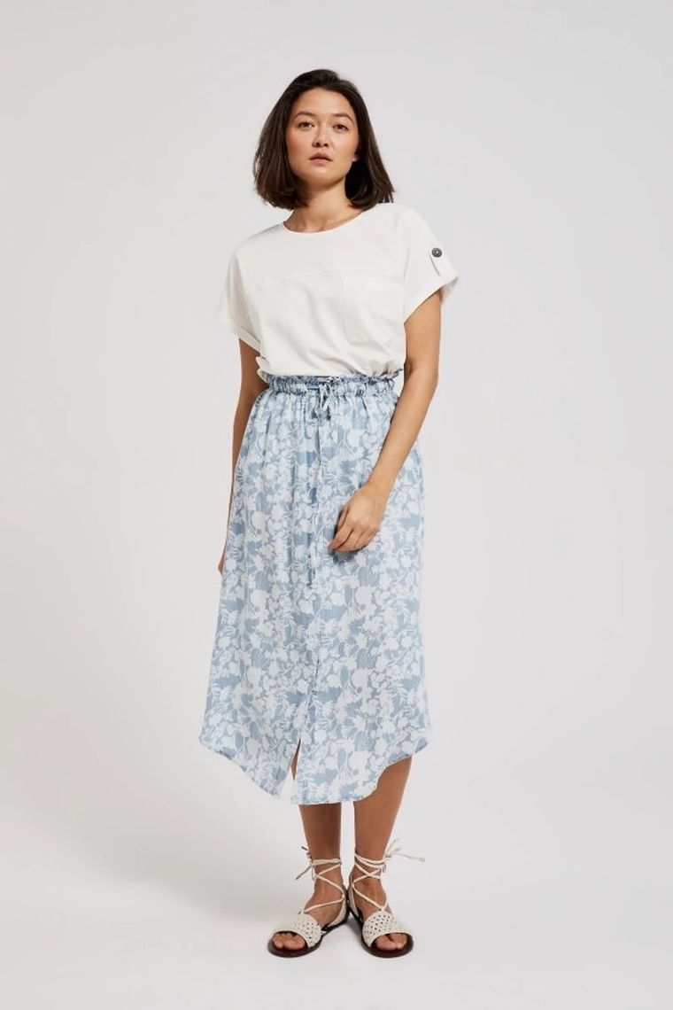 Bluzka damska z krótkim rękawem, biała, Moodo