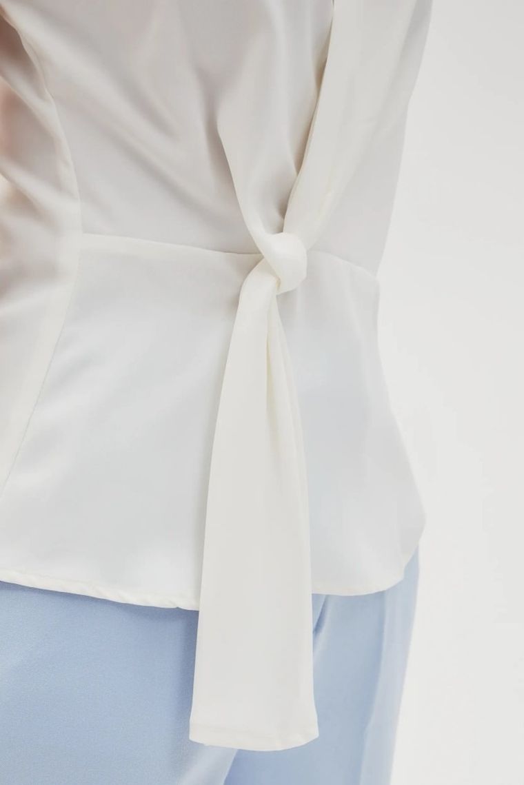 Bluzka damska z krótkim rękawem, biała, Moodo