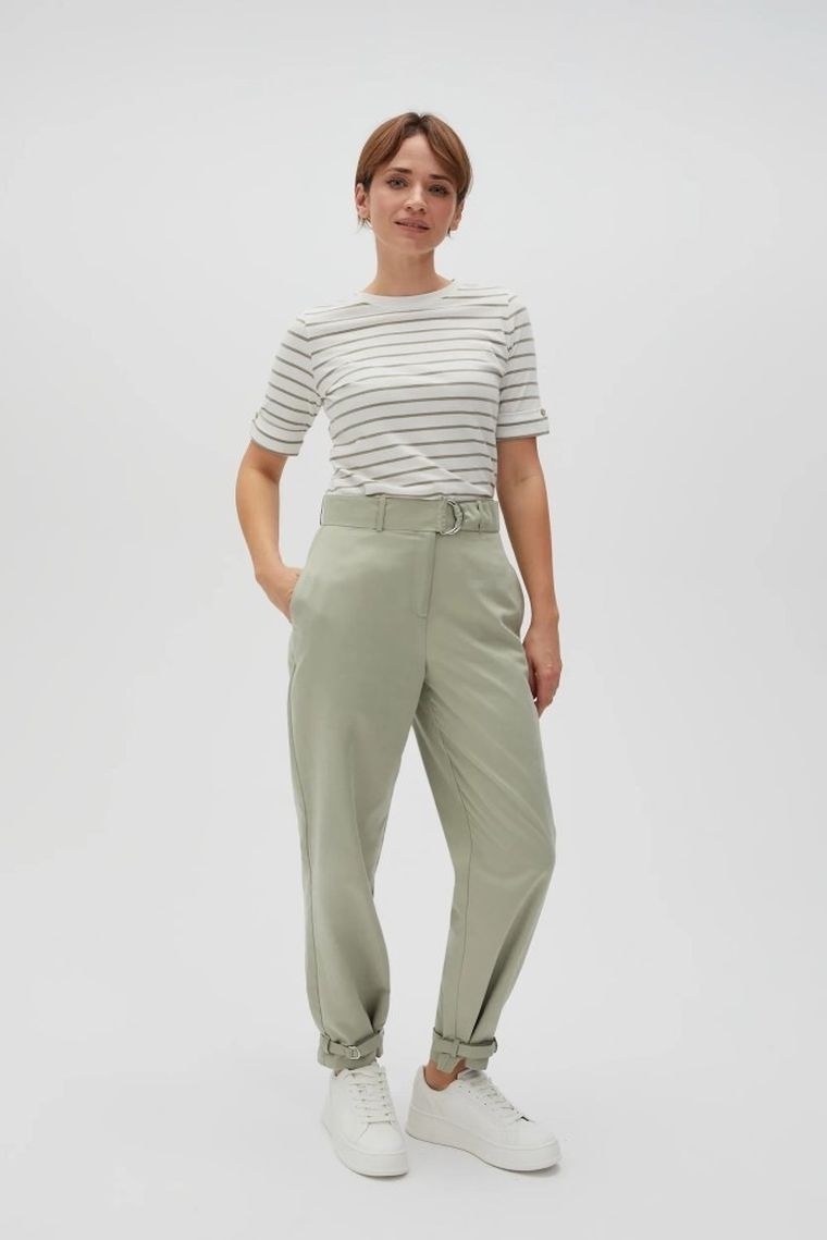 Bluzka damska z krótkim rękawem, biała, Moodo