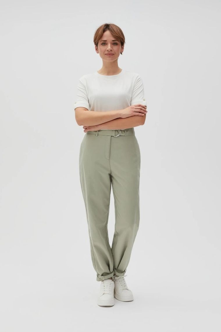 Bluzka damska z krótkim rękawem, biała, Moodo