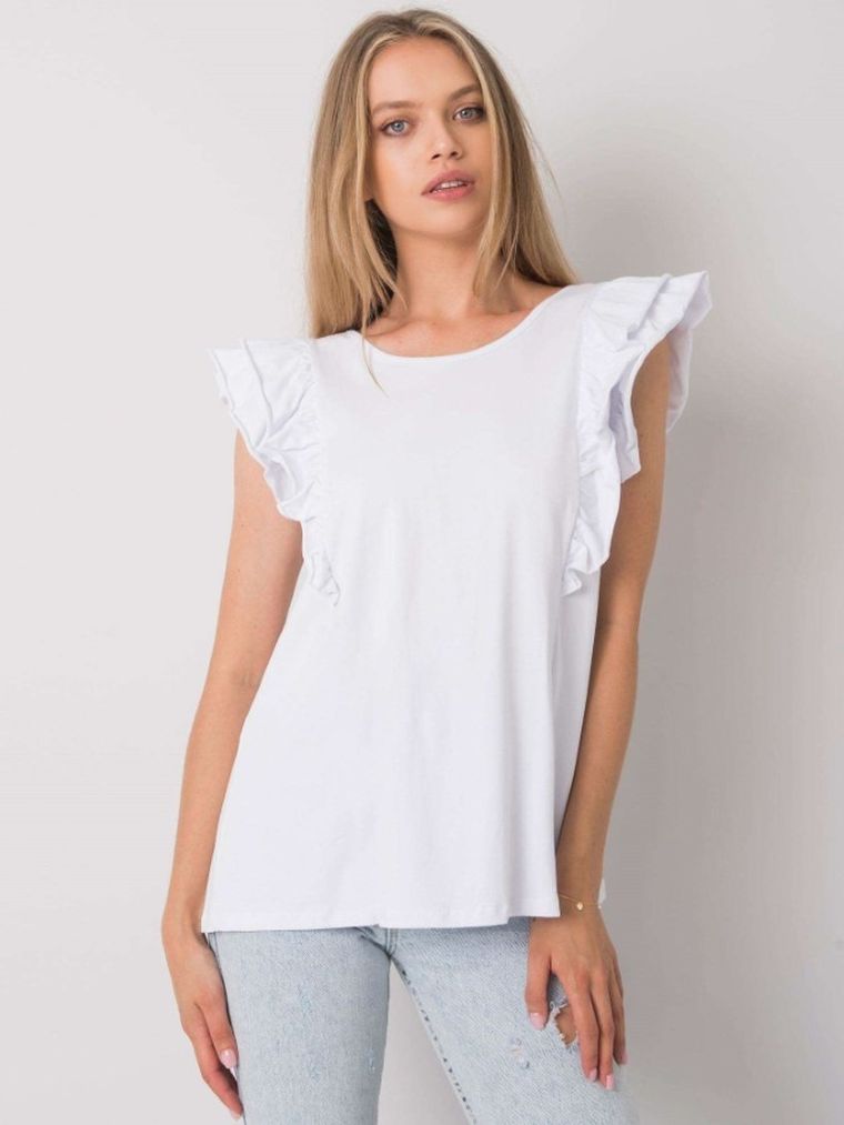 Bluzka damska z krótkim rękawem, biała, Och Bella