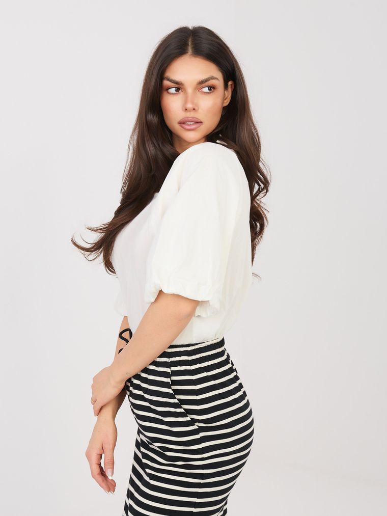 Bluzka damska z krótkim rękawem, biała, Sublevel