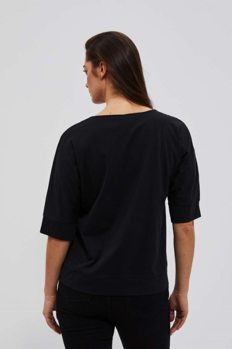 Bluzka damska z krótkim rękawem, czarna, Moodo