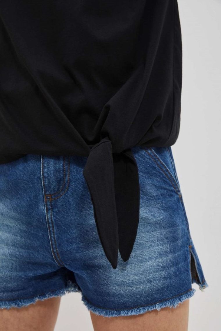 Bluzka damska z krótkim rękawem, czarna, Moodo