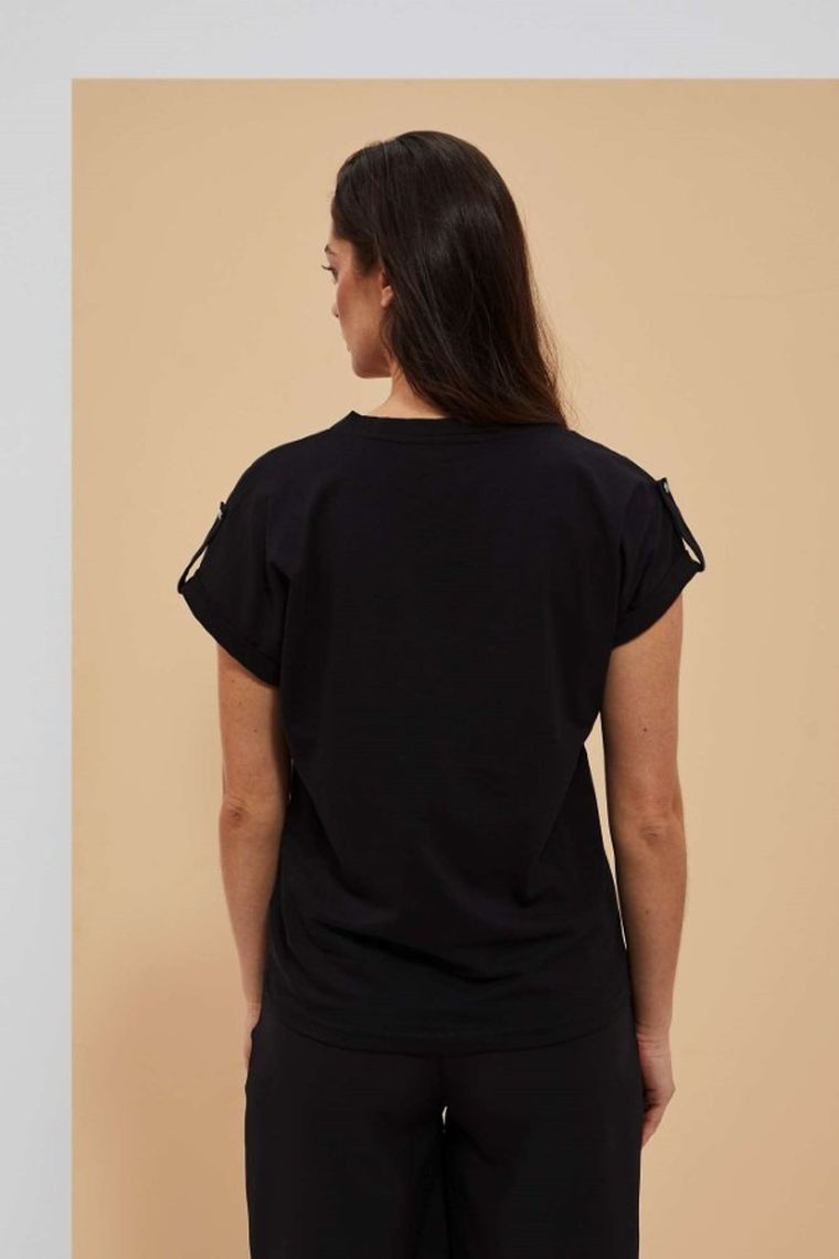 Bluzka damska z krótkim rękawem, czarna, Moodo