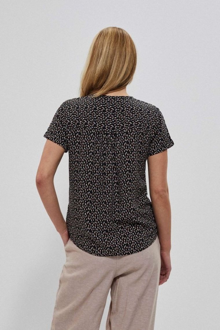 Bluzka damska z krótkim rękawem, czarna, Moodo