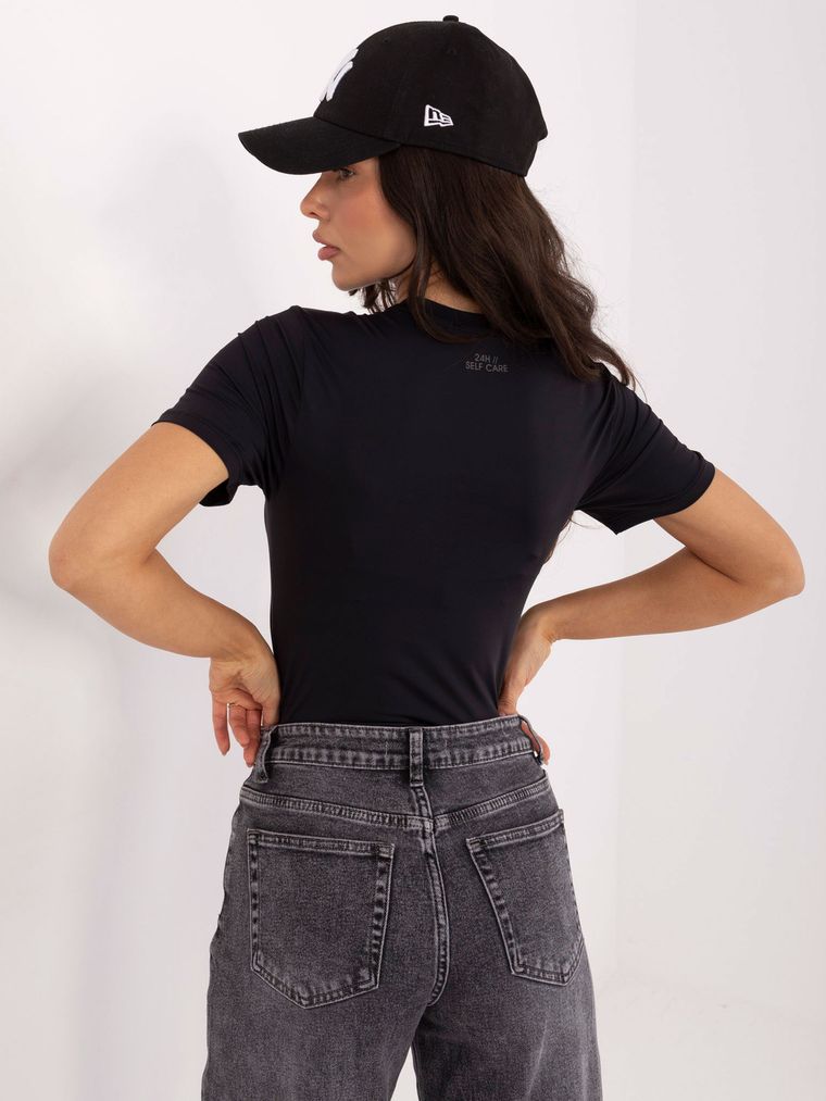 Bluzka damska z krótkim rękawem, czarna, Sublevel